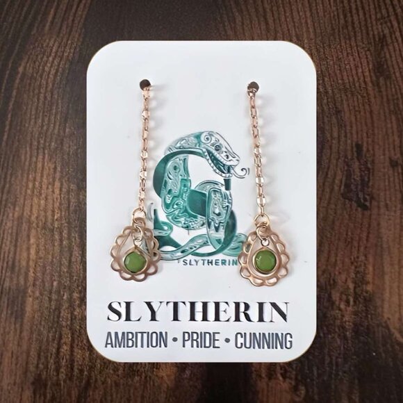 New Handmade Gold-Tone and Green "Slytherin" (Harry Potter) Threaders (Ver 26) - Picture 2 of 8